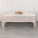 60x126inch Beige Shimmer Sequin Dots Polyester Tablecloth, Wrinkle Free Sparkle Glitter