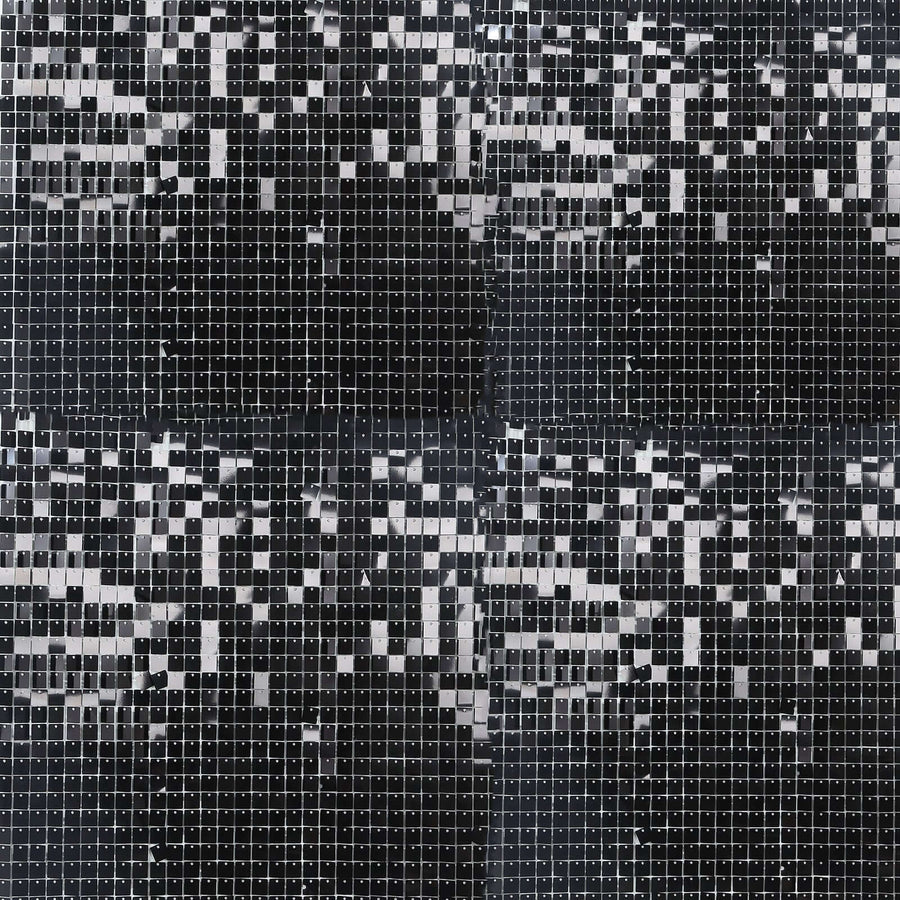 Shiny Black Square Sequin Shimmer Wall Party Photo Backdrop