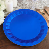 12inch Round Royal Blue Geometric Foil Paper Charger Plates, Disposable Serving Trays - 400 GSM