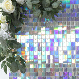 Shiny Iridescent Blue Square Sequin Shimmer Wall Party Photo Backdrop