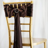 5pcs Chocolate SATIN Chair Sashes Tie Bows Catering Wedding Party Decorations - 6x106"