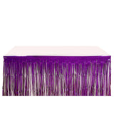 30inch x 9ft Purple Metallic Foil Fringe Table Skirt, Tinsel Table Skirt