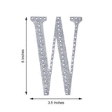 6 inch Silver Decorative Rhinestone Alphabet Letter Stickers DIY Crafts - W