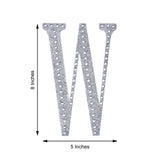 8 Inch Silver Decorative Rhinestone Alphabet Letter Stickers DIY Crafts - W