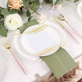 24 Pack | 8inch Metallic Gold With Blush Rose Gold Glitter Silverware Set, Modern Plastic Utensil