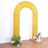 8ft Gold Spandex Fitted U-Shaped Wedding Arch Cover With Shimmer Tinsel Finish