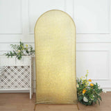 6ft Shimmer Tinsel Spandex Chiara Backdrop Stand Cover For Fitted Round Top Wedding Arch