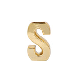 6inch Shiny Gold Plated Ceramic Letter "S" Sculpture Bud Vase, Flower Planter Pot Table #whtbkgd