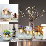 6" Gold Foiled Crackle Glass Flower Vase, Bubble Vase