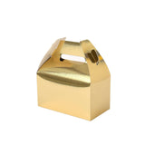 25 Pack | Metallic Gold Candy Gift Tote Gable Boxes, Party Favor Treat Bags