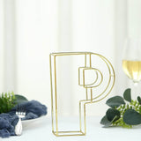 8" Tall | Gold Wedding Centerpiece | Freestanding 3D Decorative Wire Letter | P