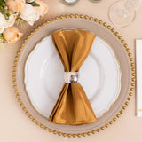 5 Pack Gold Striped Satin Linen Napkins, Wrinkle-Free Reusable Wedding Napkins