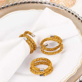 4 Pack Gold Rhinestone Swirl Napkin Rings, Sparkle Cloth Napkin Holders