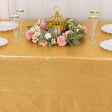 60x126inch Gold Shimmer Sequin Dots Polyester Tablecloth, Wrinkle Free Sparkle Glitter