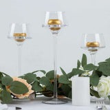 Set of 3 | Long-Stem Clear Glass Tealight Disc Candle Holders