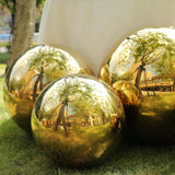 16inch Gold Stainless Steel Shiny Mirror Gazing Ball, Reflective Hollow Garden Globe Sphere