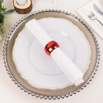 4 Pack Shiny Metallic Red Acrylic Napkin Rings