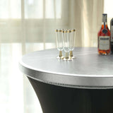 Metallic Silver Spandex Stretch Fitted Cocktail Table Top Cover