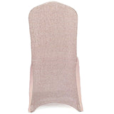 Blush Spandex Stretch Banquet Chair Cover, Fitted with Metallic Shimmer Tinsel Back