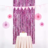 8ft Fuchsia Metallic Tinsel Foil Fringe Doorway Curtain Party Backdrop
