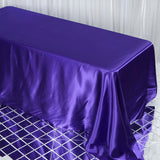 90x132Inch Purple Satin Seamless Rectangular Tablecloth