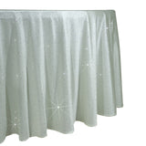 Scuba Round Tablecloth 120 Pearl White with Rhinestone Accents – Seamless, Wrinkle-Free