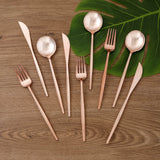 24 Pack | Rose Gold/Blush Sleek Modern Flatware Set, Premium Plastic Silverware Cutlery Set - 8inch