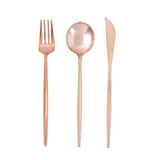 24 Pack | Rose Gold/Blush Sleek Modern Flatware Set, Premium Plastic Silverware Cutlery Set - 8inch