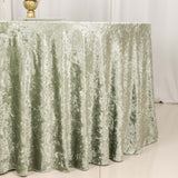 120inch Sage Green Seamless Premium Crushed Velvet Round Tablecloth