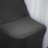 Black Spandex Stretch Folding Chair Cover, Fitted Chair Cover with Metallic Shimmer Tinsel Back