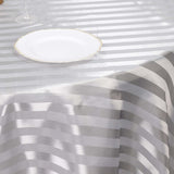 120inch Silver Satin Stripe Seamless Round Tablecloth