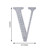 4Inch Silver Decorative Rhinestone Alphabet Letter Stickers DIY Crafts - V