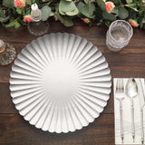 6 Pack | 13inch Silver Scalloped Shell Pattern Plastic Charger Plates