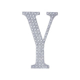 4Inch Silver Decorative Rhinestone Alphabet Letter Stickers DIY Crafts - Y#whtbkgd