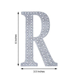 6 inch Silver Decorative Rhinestone Alphabet Letter Stickers DIY Crafts - R