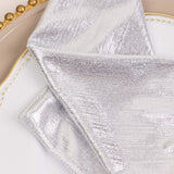 5 Pack Silver Shimmer Sequin Dots Polyester Table Napkins, Reusable Sparkle Glitter Cloth Dinner