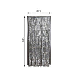 8ft Silver Metallic Tinsel Foil Fringe Doorway Curtain Party Backdrop