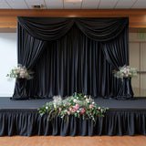 Portable Stage Skirt Black Polyester Platform Skirting Cloth for Events, Performances Wedding Stage