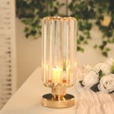 2 Pack Crystal Pendant Hurricane Candle Holders, Elegant Cylinder Design for Pillar