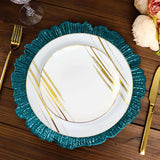 6 Pack | 13inch Peacock Teal Round Reef Acrylic Plastic Charger Plates, Dinner Charger Plates