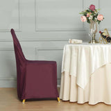 10 Pack Burgundy Polyester Banquet Chair Covers, Reusable Stain Resistant Slip On Chair Covers