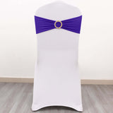 5 Pack Purple Spandex Chair Sashes with Gold Diamond Buckles, Elegant Stretch Chair Bands and Slide