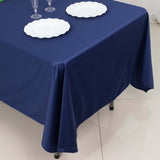 60"x102" Navy Blue Premium Scuba Wrinkle Free Rectangular Tablecloth, Scuba Polyester Tablecloth