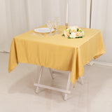 Champagne Lamour Satin Square Table Overlay - 54inch