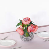 5 Flower Head Dusty Rose Peony Bouquet | Artificial Silk Peonies Spray