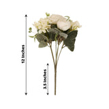 2 Pack | 12inch Ivory Silk Assorted Peony Flower Arrangements