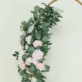 Set of 2 Cream Blush Silk Rose Wedding Arch Flowers with Eucalyptus Leaves