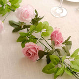 2 Pack 7ft Blush Dusty Rose Artificial Silk Flower Garland Rose Vines 26 Flower Heads