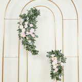 Set of 2 Cream Blush Silk Rose Wedding Arch Flowers with Eucalyptus Leaves