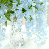 5 Pack 44inch Silk Hanging Wisteria Flower Garland Vines in Blue, Elaborated 3 Full Strands#whtbkgd